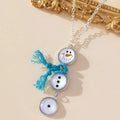 Cute Snowman Pendant Necklace – Alloy Metal Cable Chain Holiday Jewelry